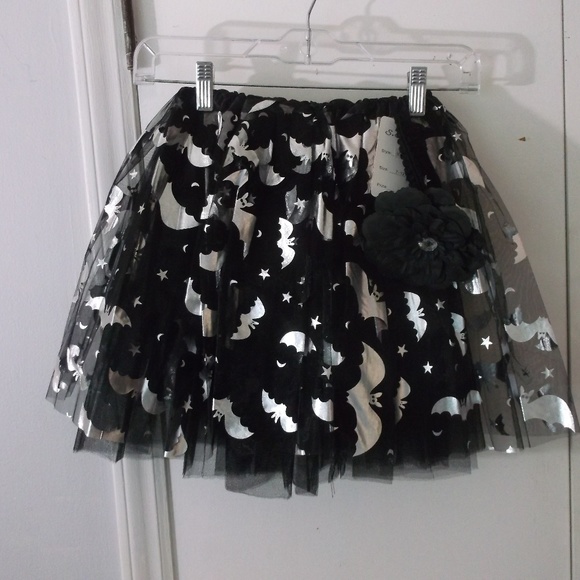 Unbranded Other - NWT Black Silver Bat Tutu Skirt Costume 7-12 Girls